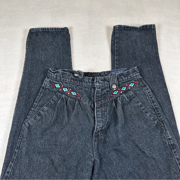 Panhandle Slim Black High‎ Rise Jean Embroidery 90s western cowgirl punchy mom - Picture 3 of 15